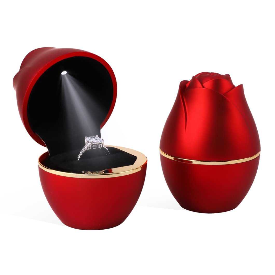 Luminous Rose Ring Holder for Special Occasions